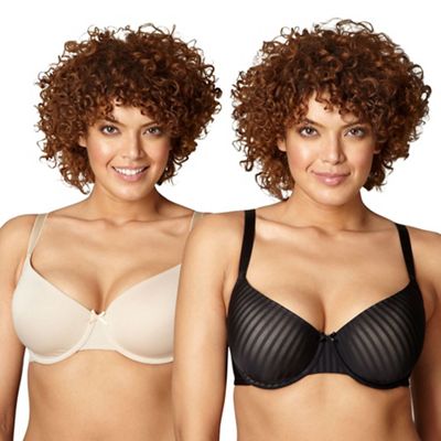 Gorgeous DD+ Pack of two natural and black D-G t-shirt bras
